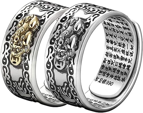 Anillo Feng Shui Feng Shui PiXiu Mantra Ring para hombres y mujeres