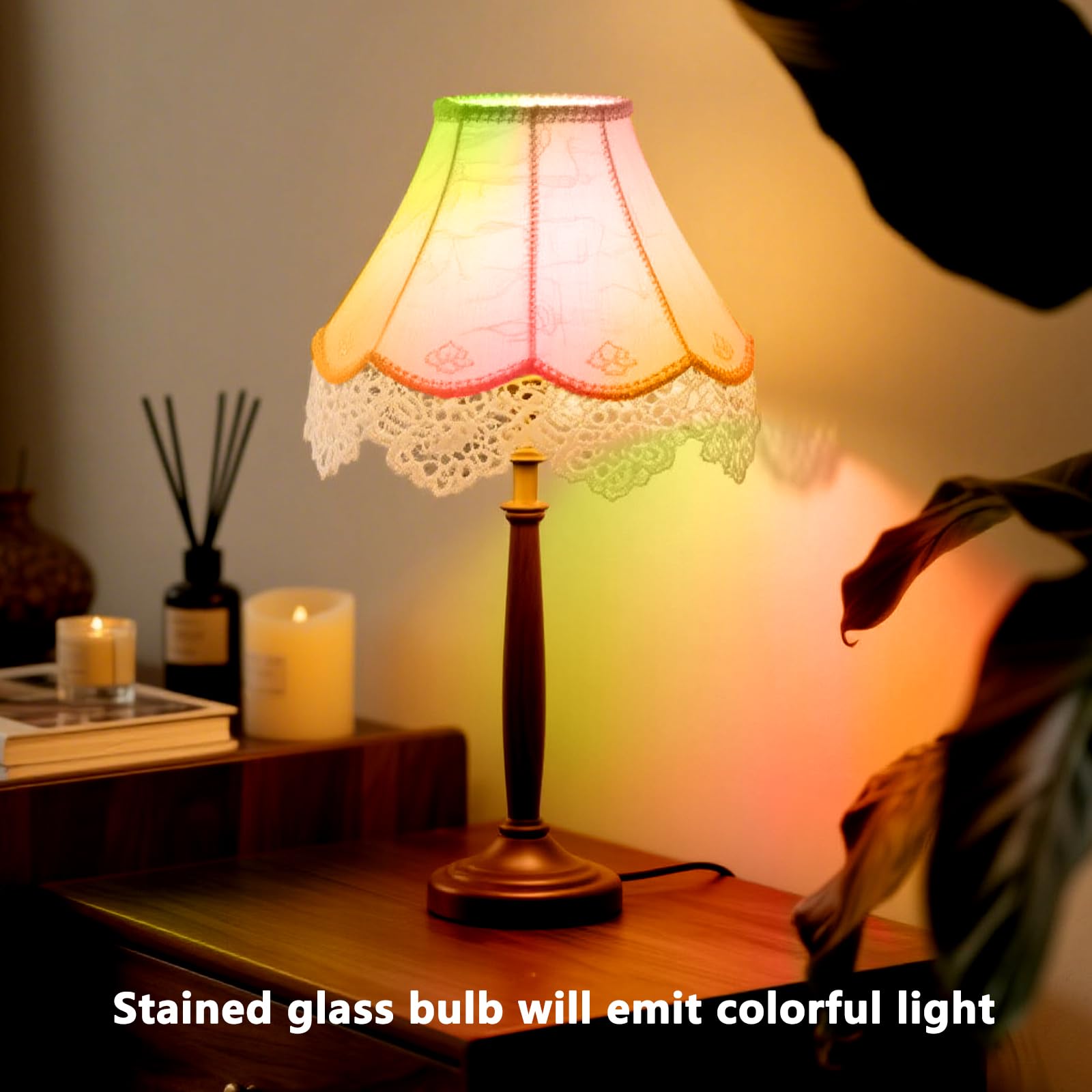 Aygrochy LED Stained Glass Light Bulb Stained Glass Bulb,4W E26