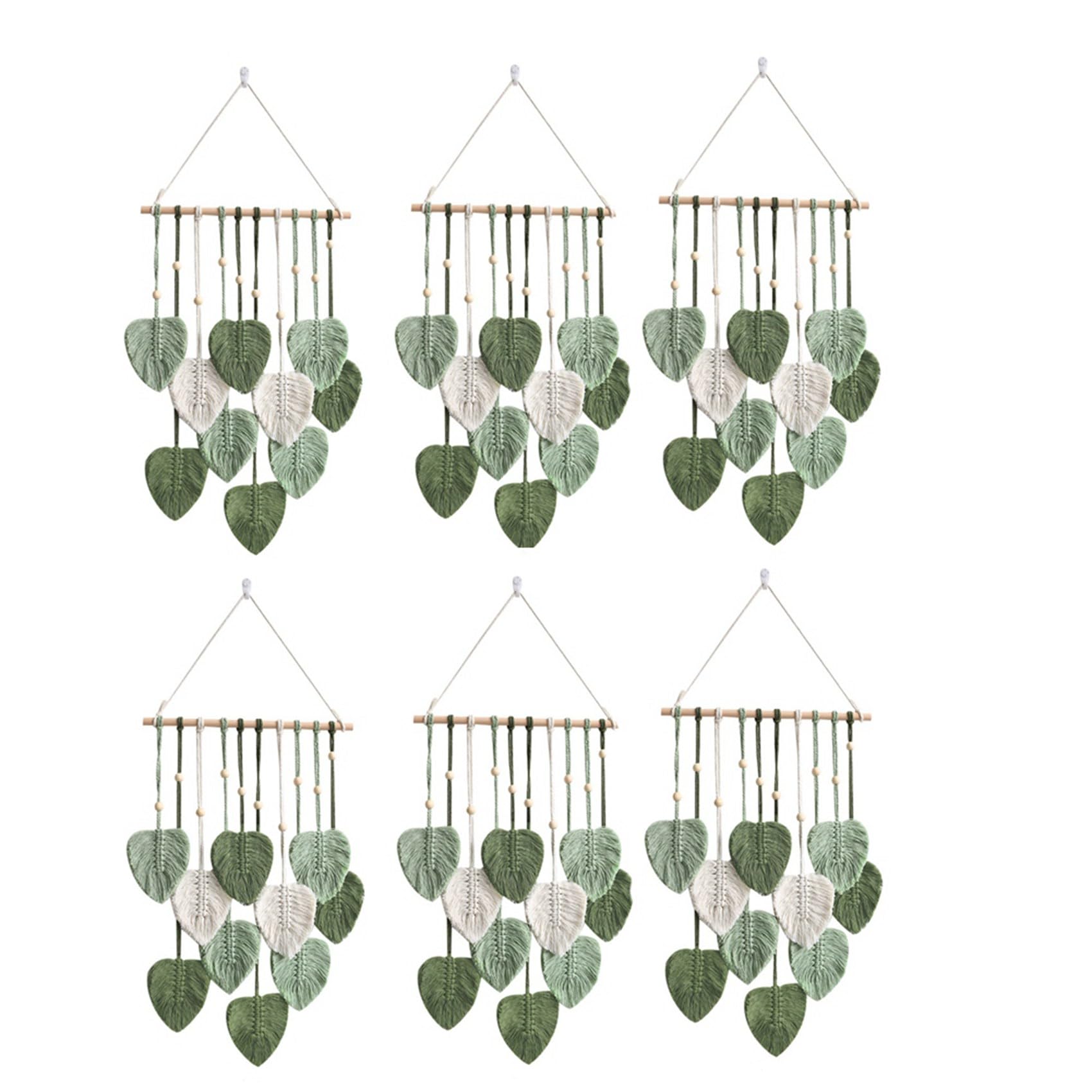Vjsujehgy 6X Leaf Macrame Wall Hanging Boho Room Home Decor Woven Aesthetic Wall Tapestry Home Room Wedding Decoration Green