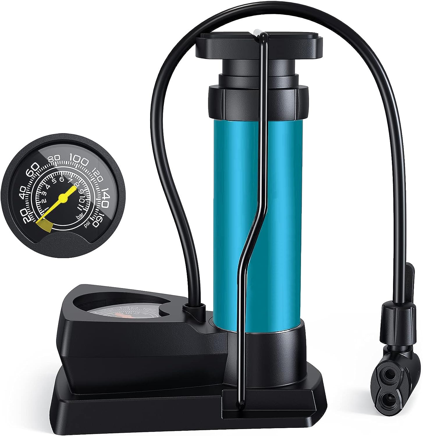 AMIFIT Bicycle Pump for All Valves with Pressure Gauge 11bar/160 PSI, Mini Portable Air Pump Floor Pump with Adapter for All Bicycles, Balls, Swimming Ring and Air Mattress (B0CGMB6168) Amazon Price History, Amazon Price Tracker