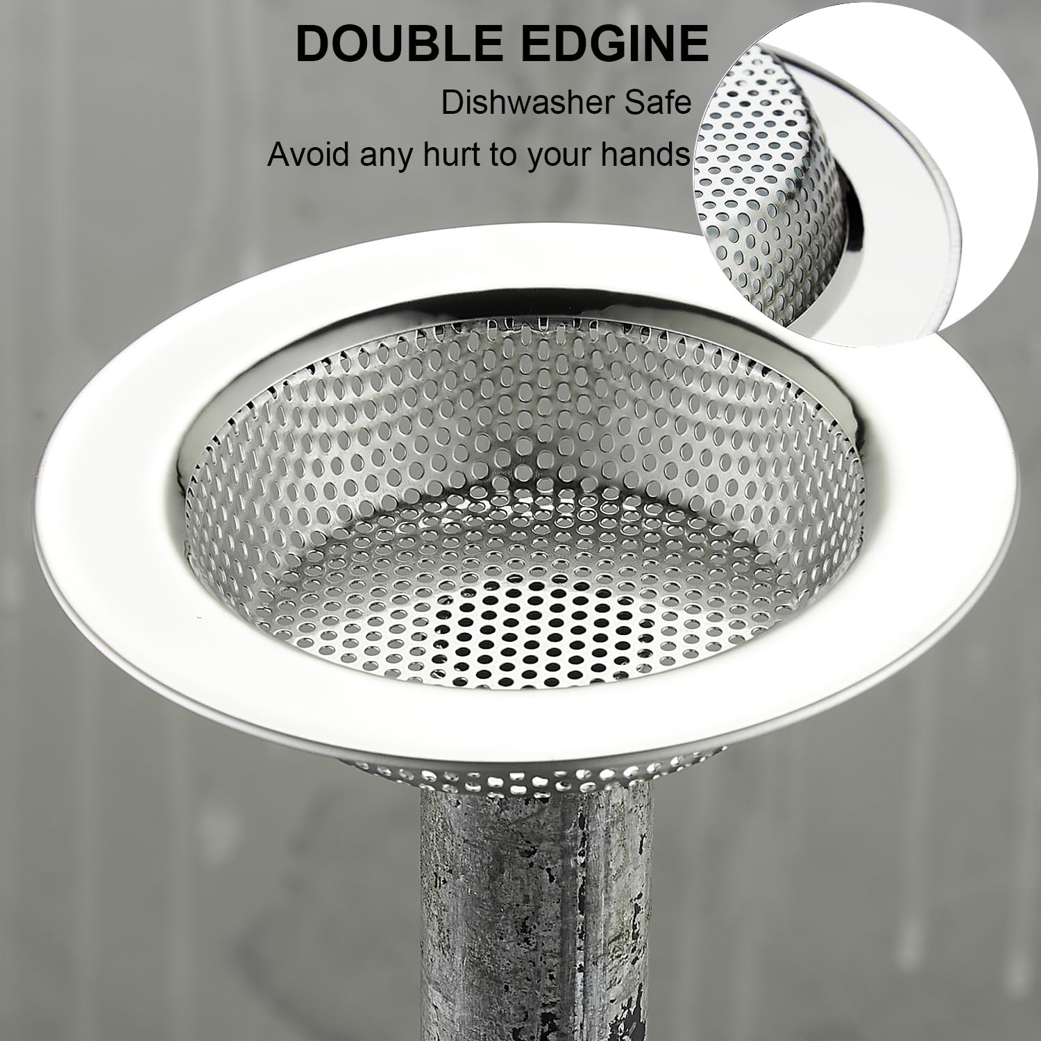 LASSHSWA Kitchen Sink Strainer, Kitchen Sink Drain Strainer Stainless Steel, Sink Strainers for Kitchen Sinks with Large Wide Rim 4.5" Diameter (2 PCS), Canada - 4