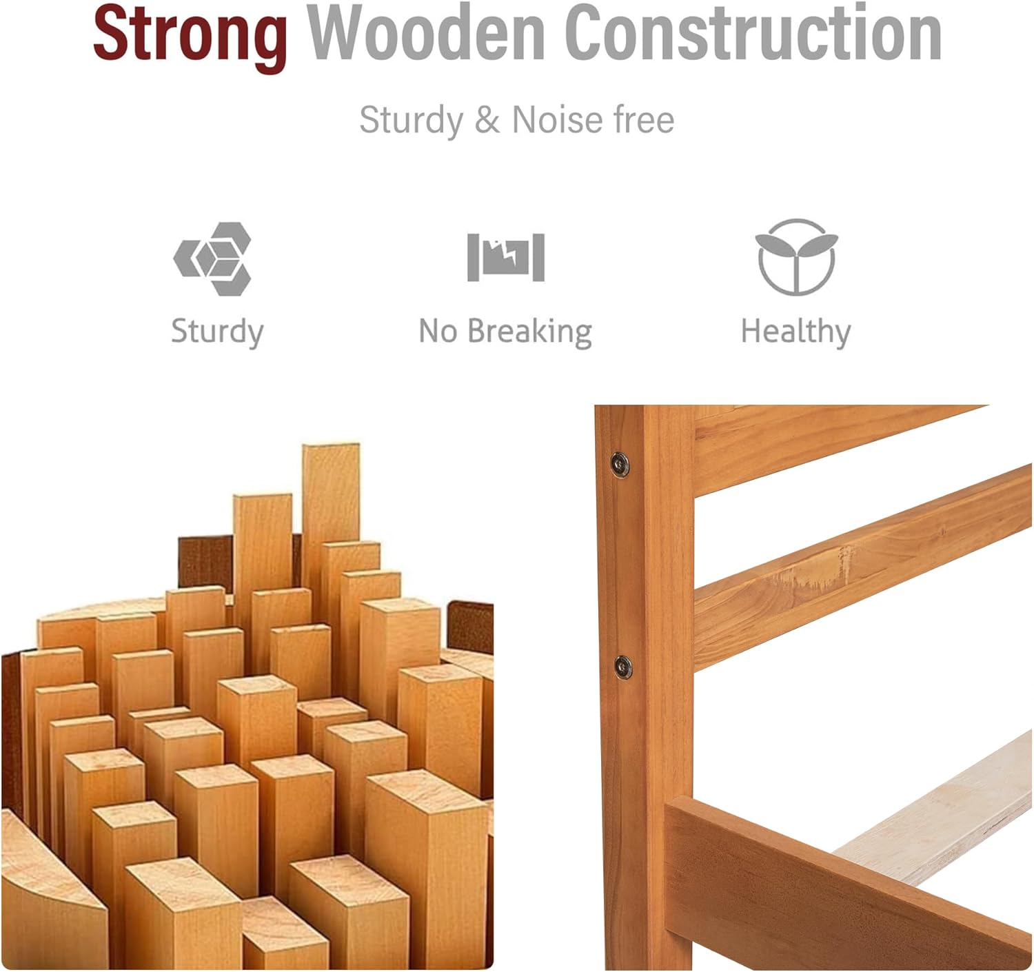 Merax Wood Platform Bed with Headboard, Platform Bed with Wood Slat Support, No Box Spring Needed,Twin Size,Oak Color