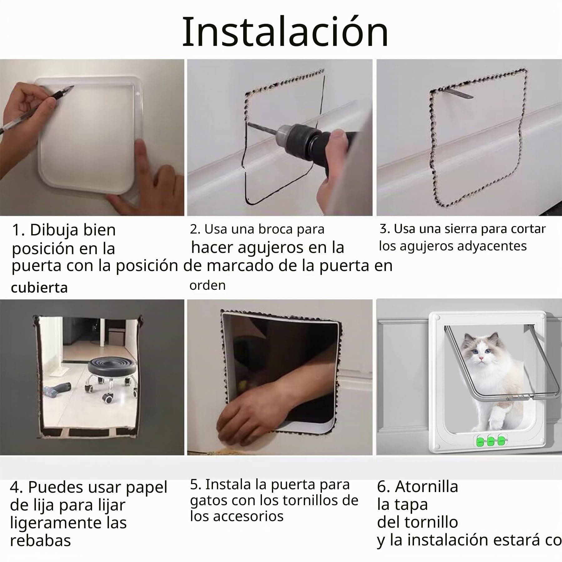 Puerta para Gatos, Solapas para Gatos, Impermeable, Fácil de Instalar, Solapas para Perros para Puerta Interna Externa, Ventana, Pared