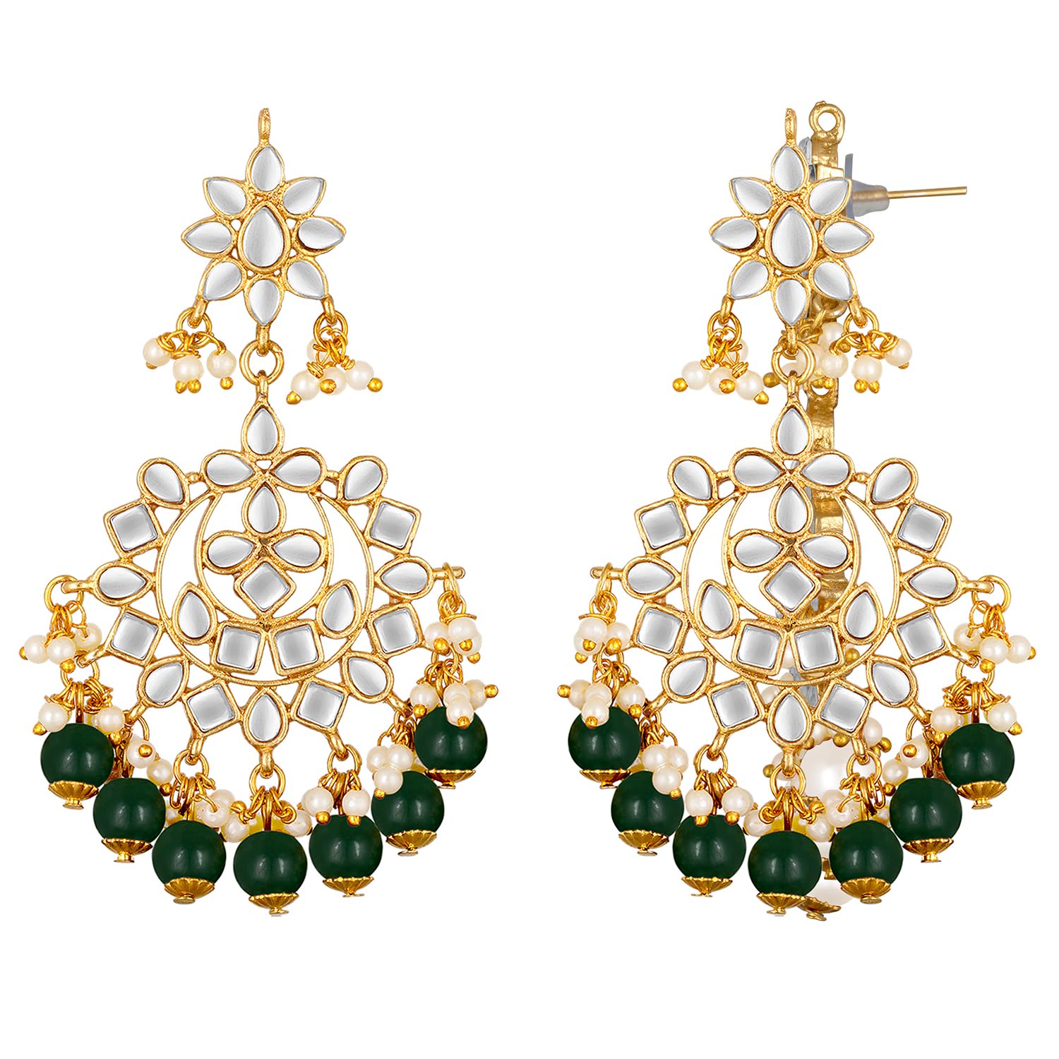 Peora Gold Plated Kundan Blue Faux Pearl Wedding Chandbali Earrings for Women Girls Traditional Jewellery (B08M97G3XD) Amazon Price History, Amazon Price Tracker