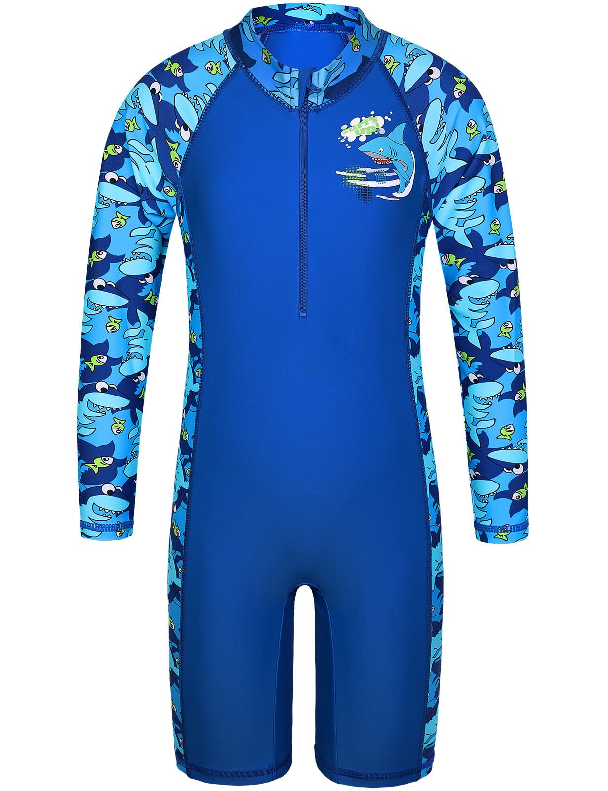 Huaaniue - Traje de baño para niños, 1 unidad, antirrayos UV UPF 50+ niños y niños, traje de baño con cremallera de manga larga de 2 a 14 años