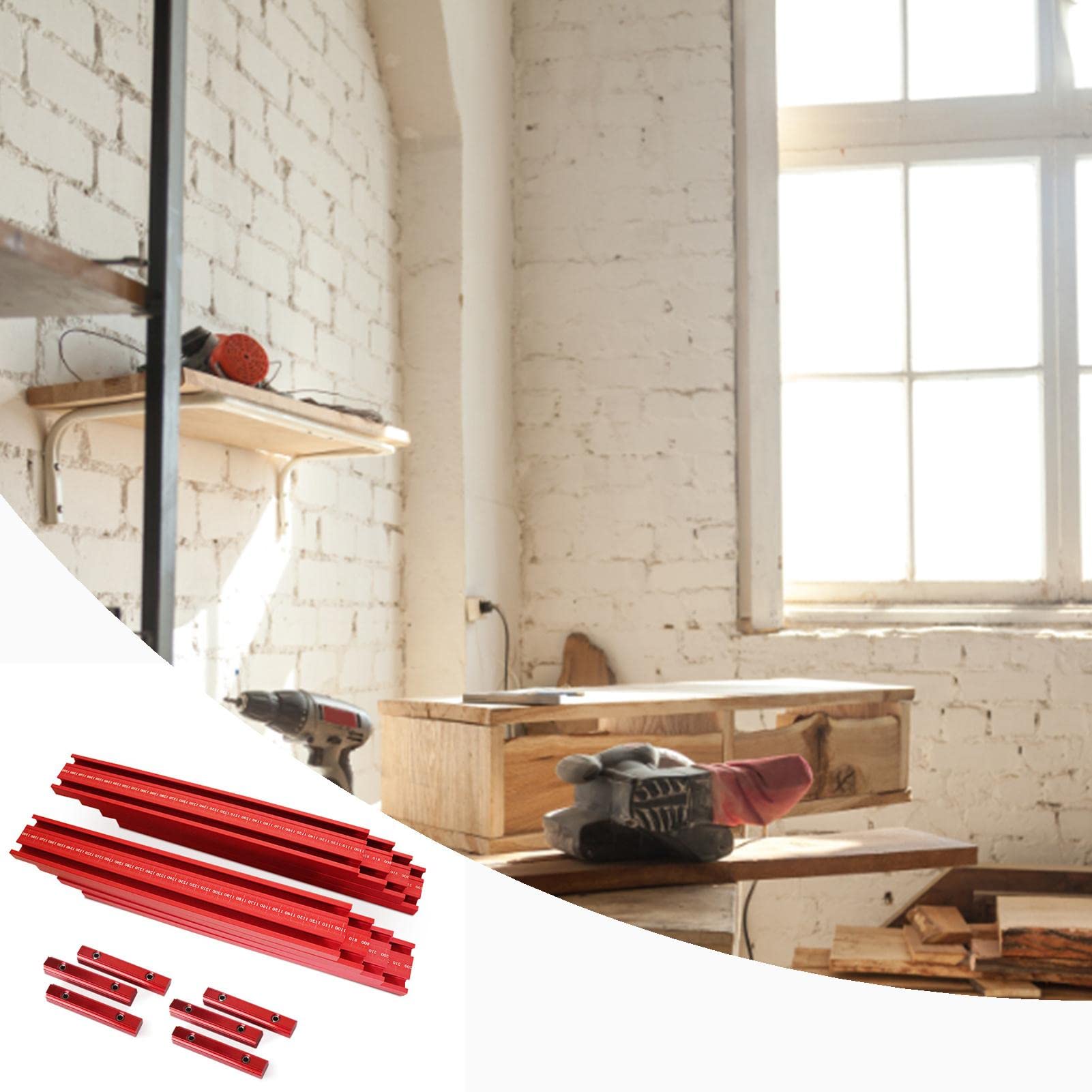 Keptfeet Strumento per la Lavorazione del Legno,Set di binari per in Lega | di Alluminio - Set di Giunzione per binari di Guida in Alluminio per la Lavorazione del Legno Set di binari per seghe