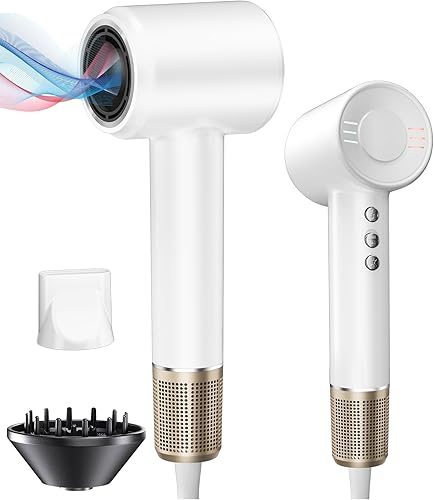 Secador de pelo  Secador de pelo iónico de alta velocidad de 150,000 rpm, secado rápido, iones negativos de 1,640.4 ft que reducen el 70% del