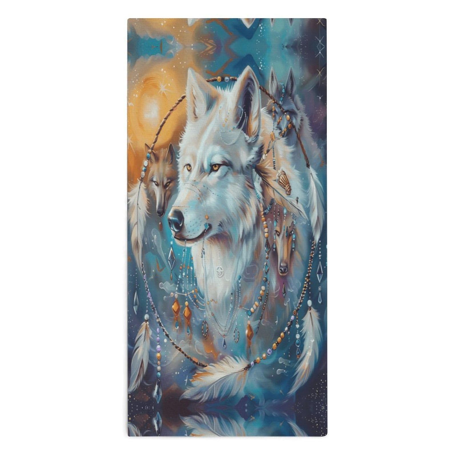 TXFBTRFSA White Wolf with Dream-catcher Hand Towels for Adult Face Towel Bath Beach Swim Accessories