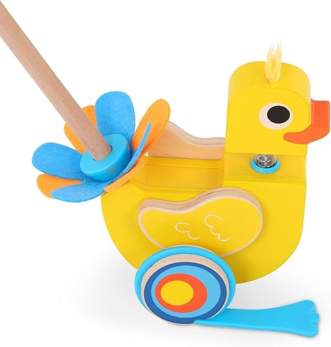 Miniatura 7 de Battat Juguete de empuje de Waddling - Pato de madera - Paseos y solapas - Sonidos tontos y cabeza de bobble - 12 meses + - Quack & Go Duck