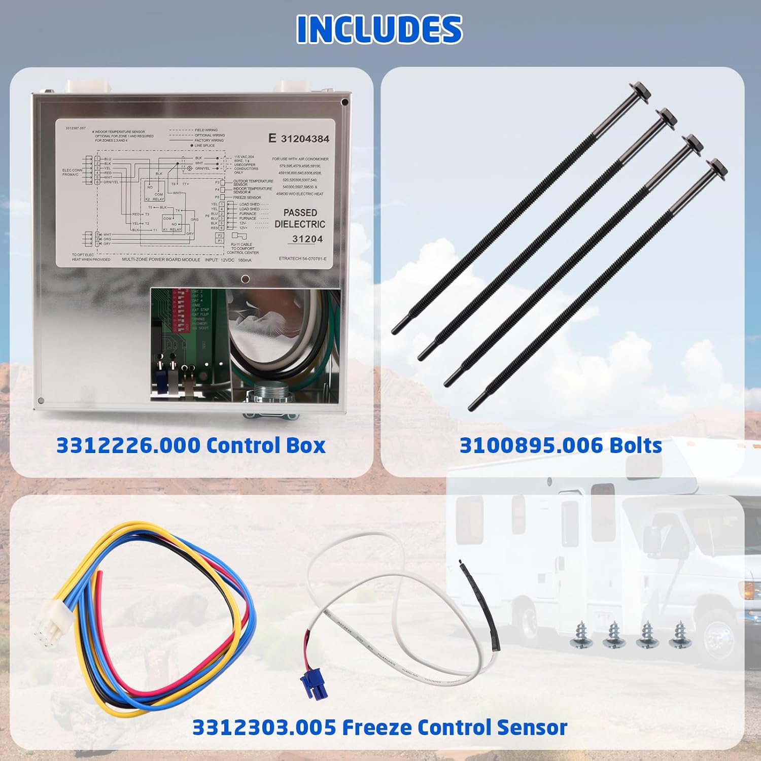 3312020.000 RV Thermostat Multi-Zone Kit Replacement for Dometic Comfort Control Center II (CCC2) Air Conditioners, AC Control Board