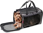 BurgeonNest Soft Cat Carrier Large, Pet Carrier Dog Carrier for Big Cats and Small Dogs up to 25 lbs Collapsible Top Loading with Dual-Exit Tunnel, Privacy Protection, Mesh Ventilation, Travel, Gray