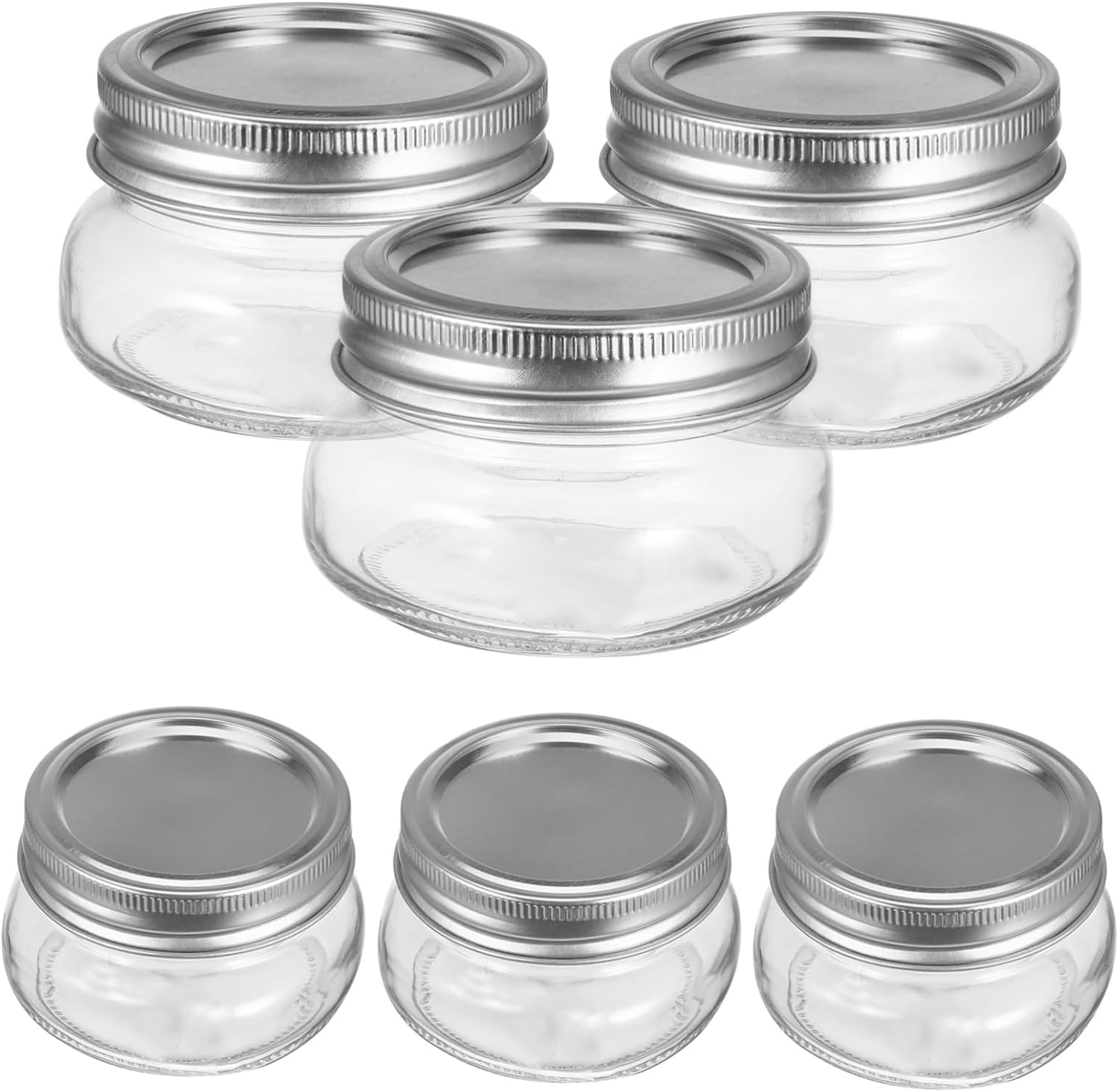 Mikinona 6pcs Wide Mouth Mason Jars Reusable Canning Lids Storage Containers Lids for Food Honey Candy Jars