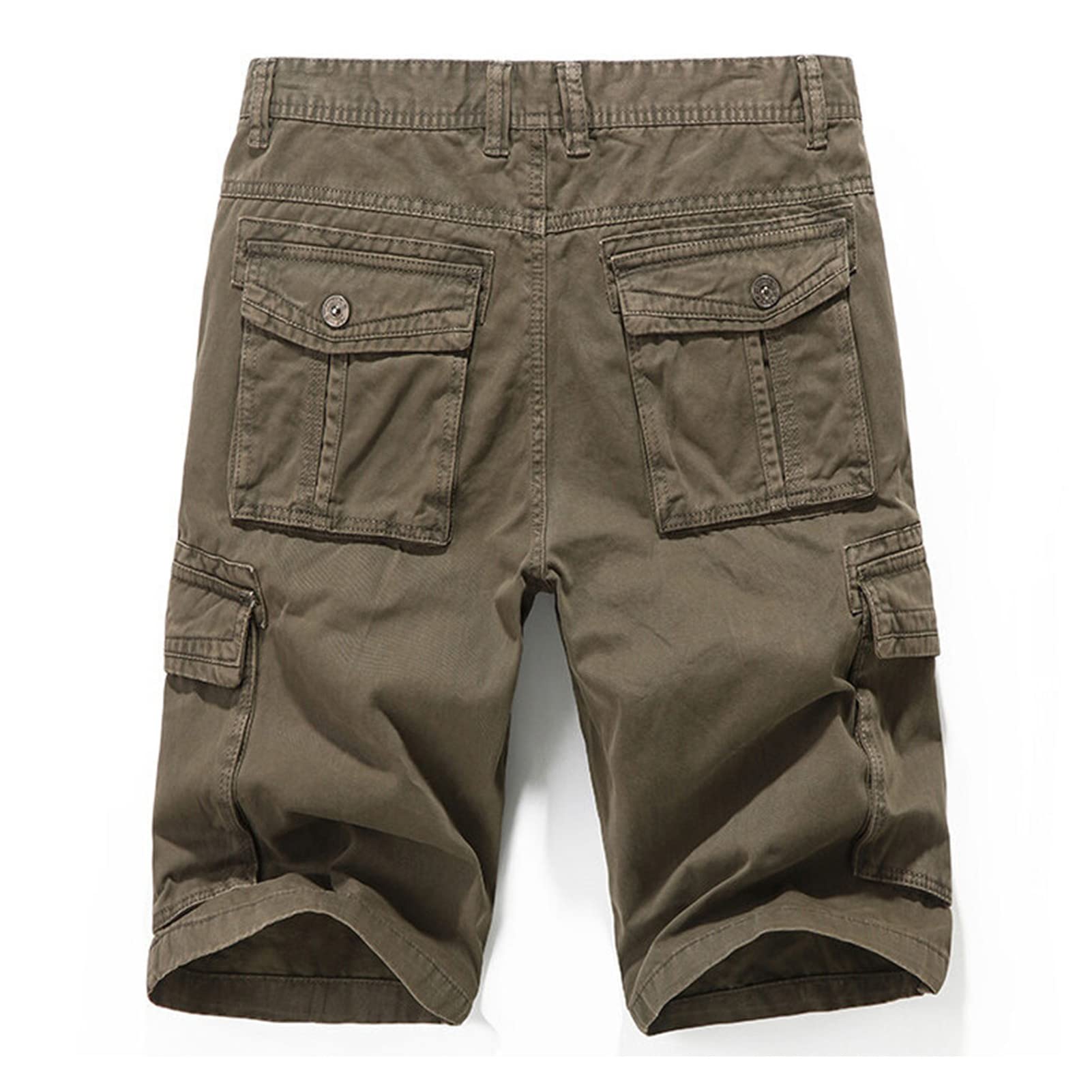 Maiyifu-GJ Men's Solid Color Cotton Cargo Shorts Outdoor Multi Pockets Short Casual Lightweight Military Short Pants (Dark Green 1,38)
