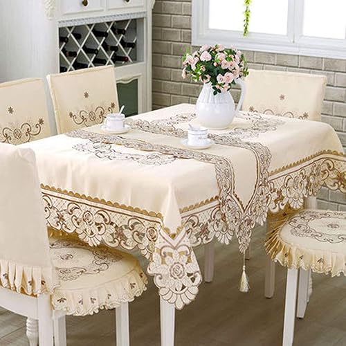 Miniatura 4 de LeLehome - Mantel de encaje bordado con flores color café