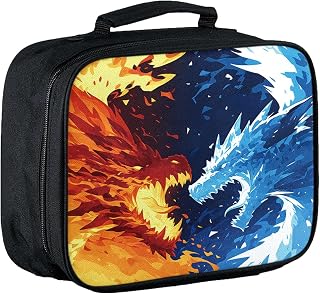 Lunch Box Kids, Insulated Dragon Lunch Box for Kids Teen Boys Girls with Zippered Pocket, Reusable Portable Toddler Lunch Bag, Keep Food Fresh Lunchbag for Office Work Travel Picnic