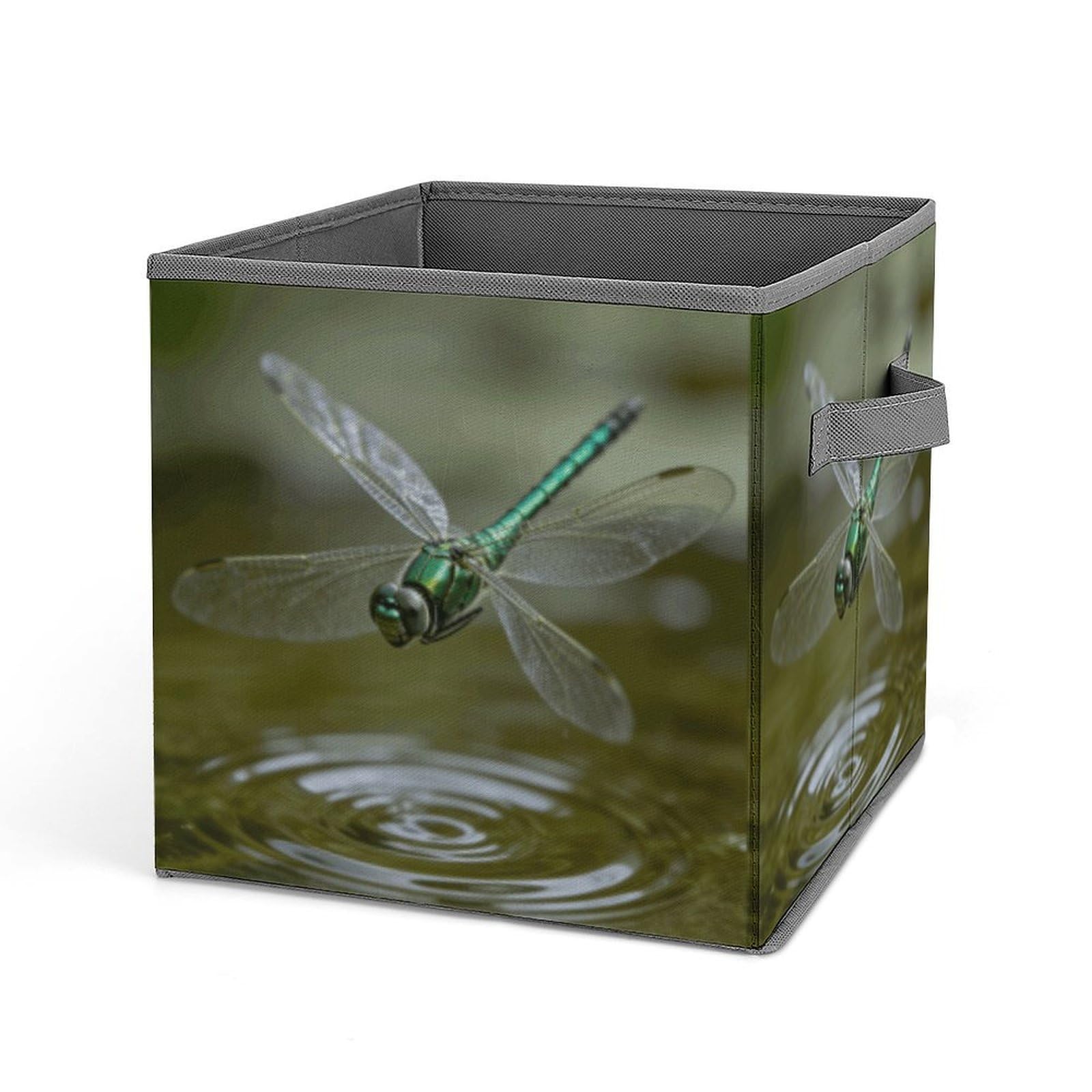 Insect Storage Baskets Collapsible, Exquisite Pattern Cube Box, Canvas Fabric Storage Bins with Handles, Clothe Organizer Box for Home Decorative Office Bedroom