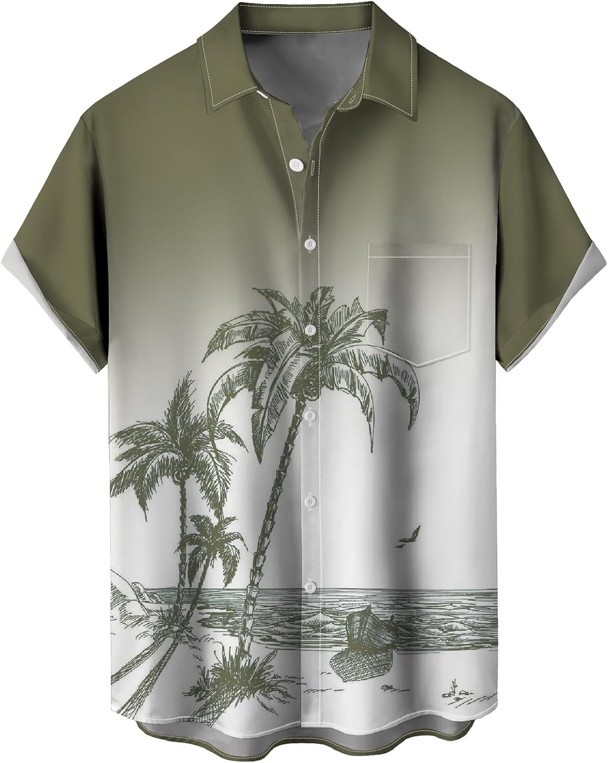 Mens Hawaiian Tropical Shirt Slim Fit Short Sleeve Casual Button Down Holiday Beach Printed Shirt with Pocket