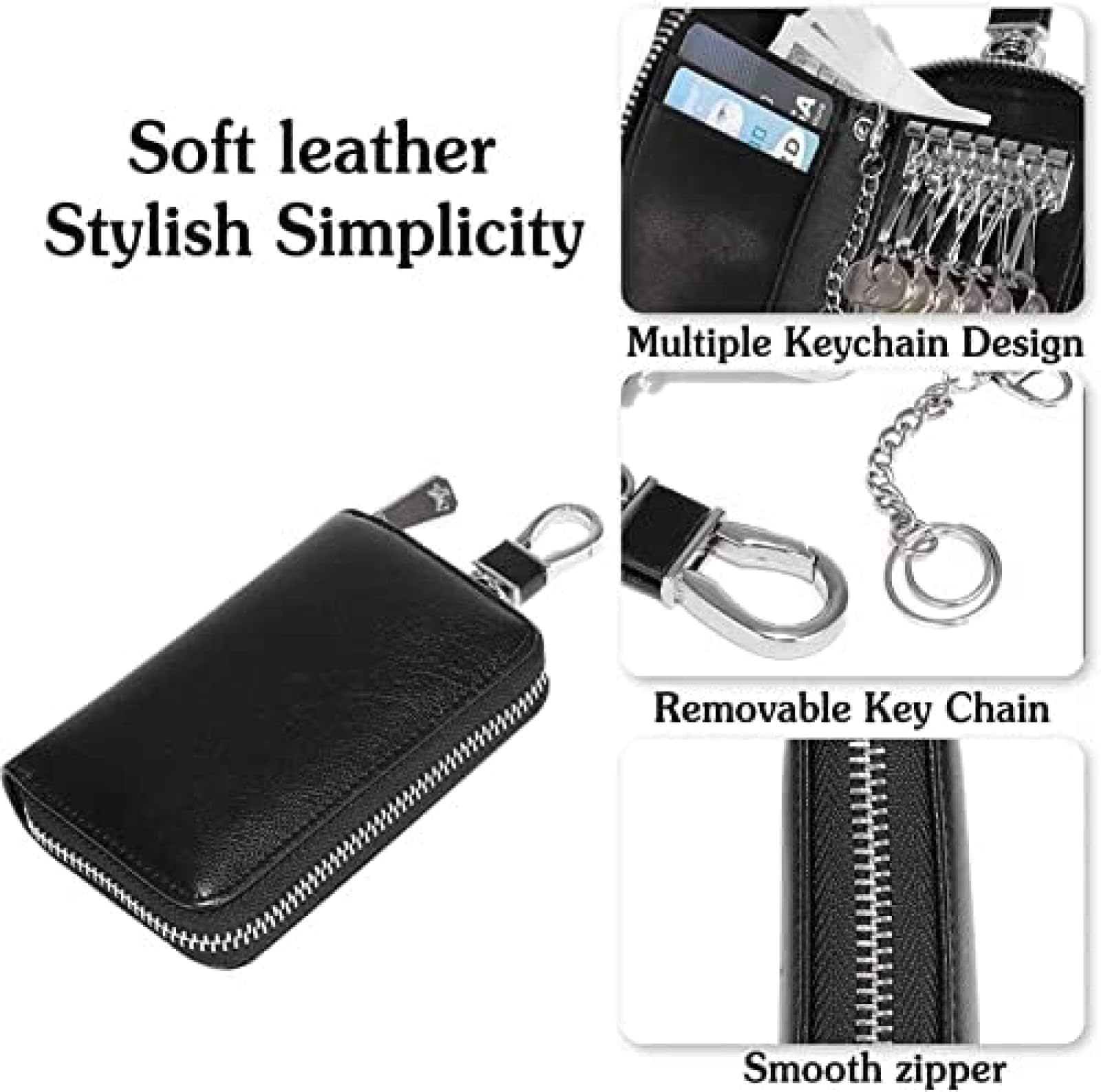 Schlüsseletui, Geldbörse, Autoschlüssel-Taschenhalter, Schlüsseletui, echtes Leder, Autoschlüsseltasche, wasserdicht, tragbar, Schlüssel-Reißverschlusstasche, Kartenhalter, Schlüsselanhänger