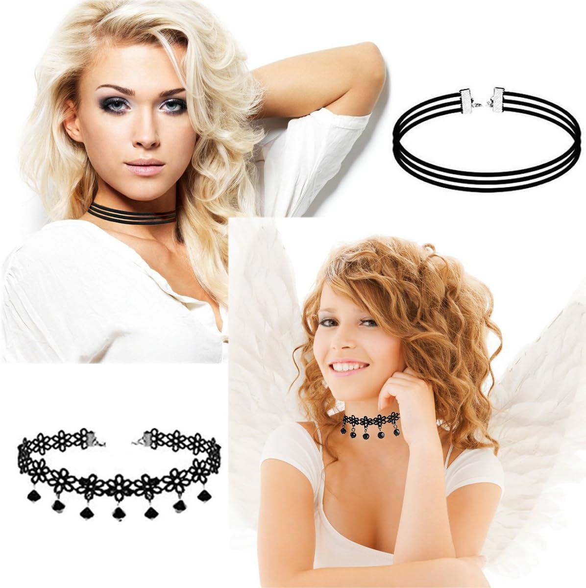 K&Q 56 PCS Choker Necklace Set - Classic Colorful Gothic & Cute Lace Velvet Collar Choker Necklaces for Women - Image 5