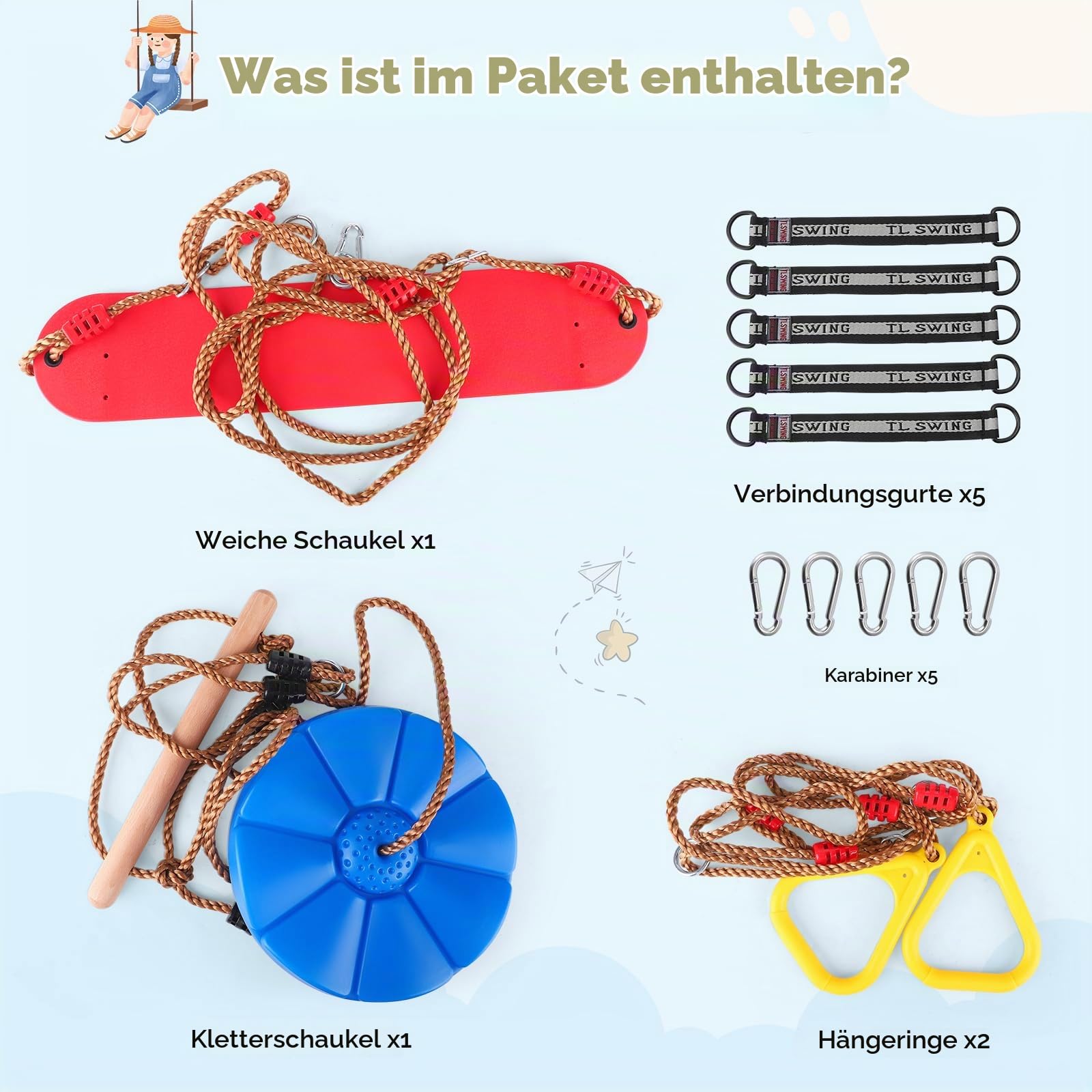 47.24" Nestschaukel Outdoor, Höhenverstellbar, Abnehmbares Kissen, 900D Oxford-Gewebe, Robuste Seile mit Tragfähigkeit bis 300 kg (661 lbs), Tellerschaukel für Outdoor & Indoor