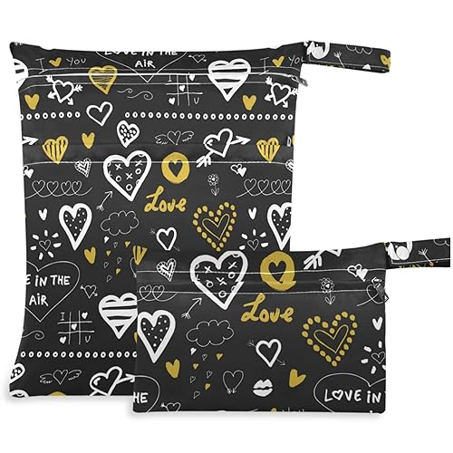 Miniatura 22 de visesunny Seta dibujada a mano, 2 bolsas húmedas con bolsillos con cremallera, lavable, reutilizable, espaciosa para viajes, playa, piscina