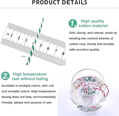 Miniatura 3 de 2 cuerdas de algodón de 328 pies de 0.079 in para Halloween, Acción de Gracias, Navidad, manualidades, atar cajas de pasteles y decoraciones de