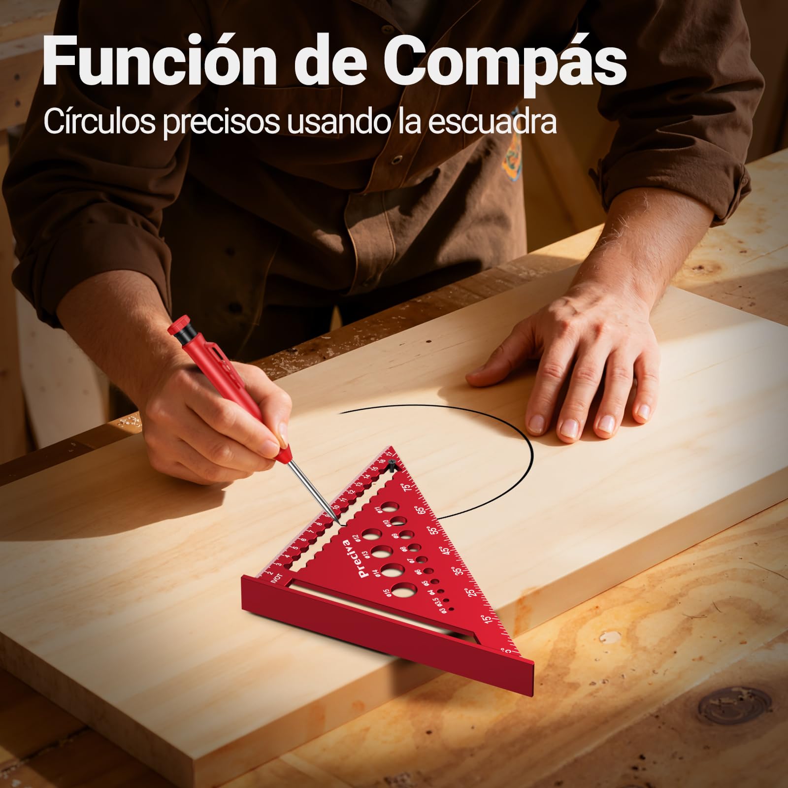 Kit de Carpintería, Escuadra Carpintero Multifuncional, Lápices de Carpintero con Sacapuntas y Estuche, Regla Metálica con Nivel Burbuja para Carpintero, Construcción, Dibujo