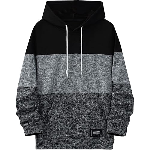 SOLY HUX Men's Casual Colorblock Pullover Fashion Loose Fit Long Sleeve Graphic Trendy Drawstring Hoodie Sweatshirt