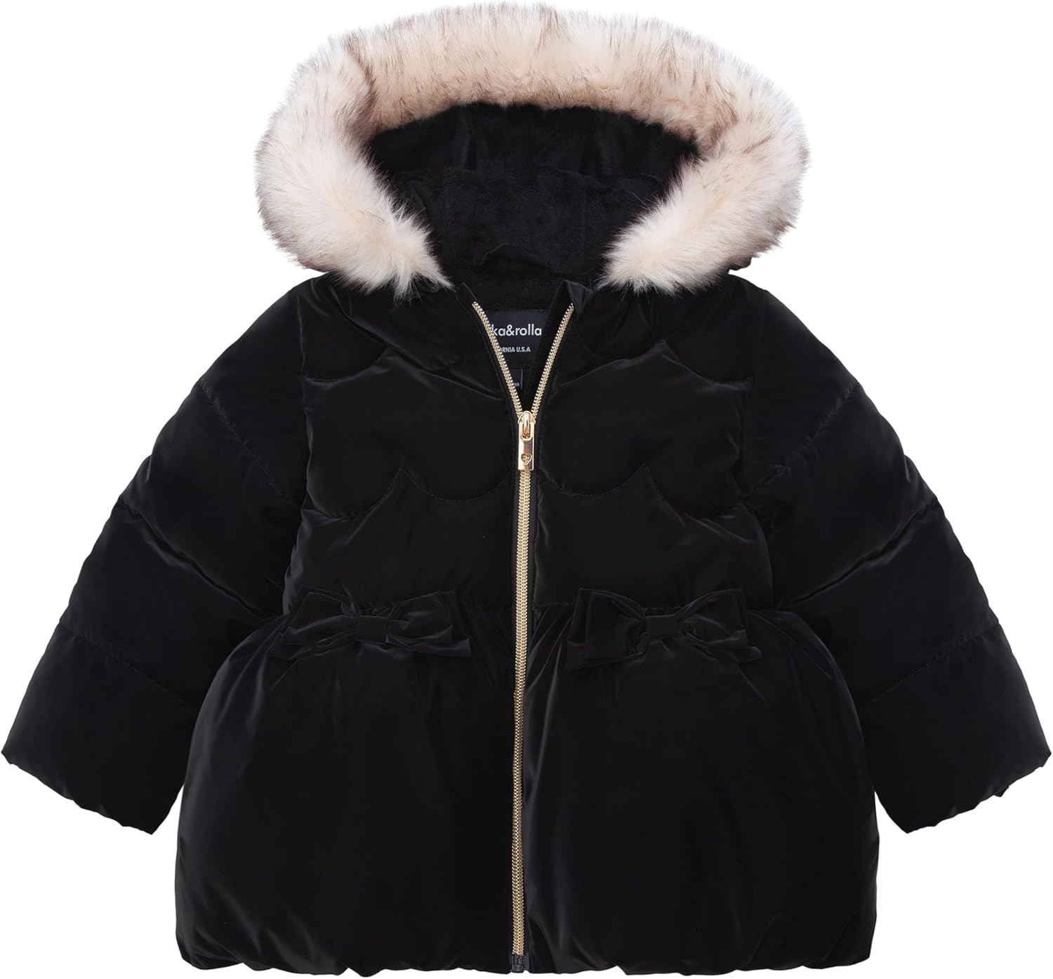 Rokka&Rolla Toddler Girls’ Fleece-Lined Luxe Bow Puffer Winter Coat - Image 5