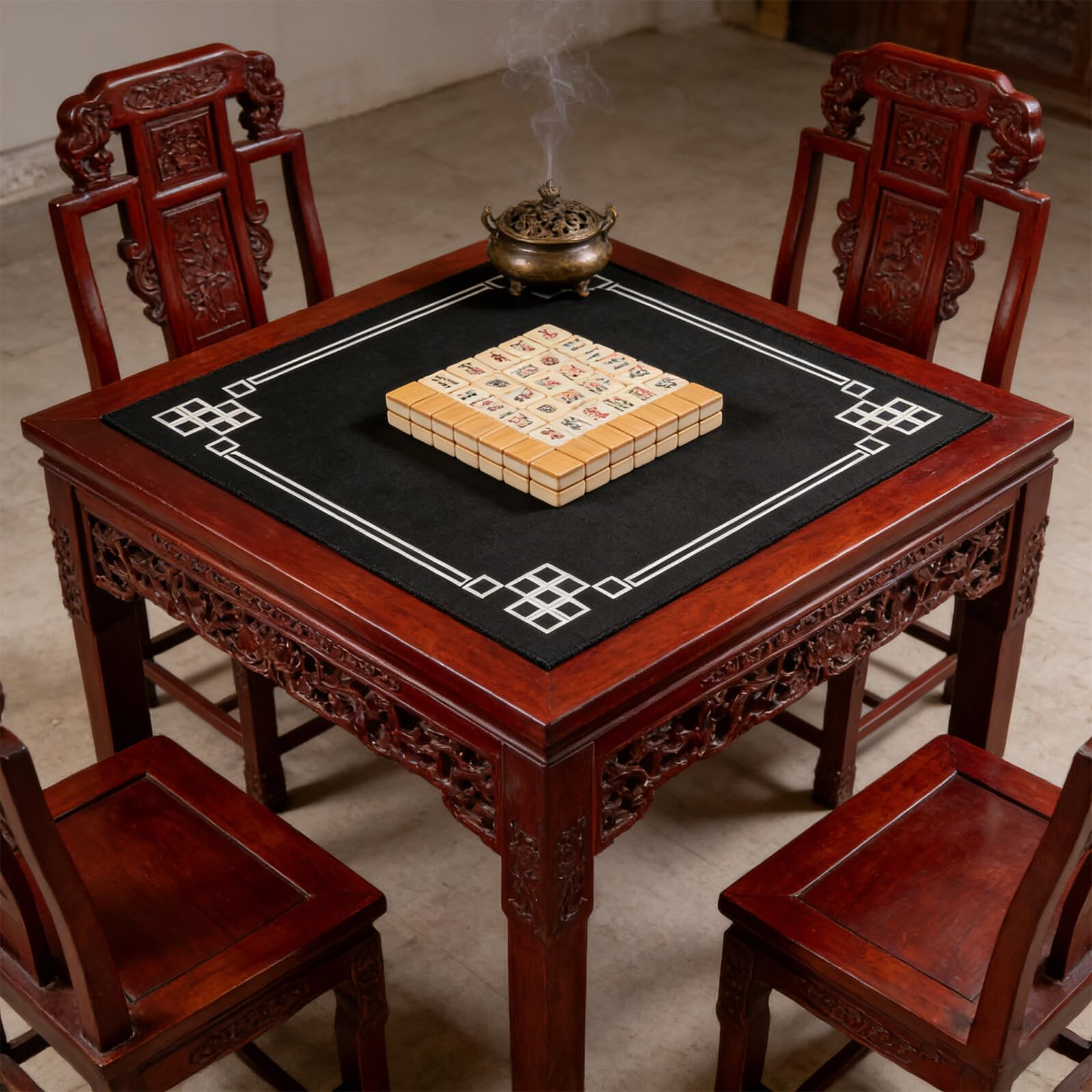 VALICLUD Tappetino Mahjong Quadrato Antiscivolo in Gomma Nera 100x100 Cm per Tavoli da Gioco da Tavolo, Resistente All’usura e Antirumore, Adatto per Partite di Carte e Poker