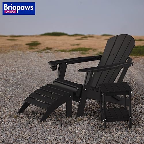 Miniatura 3 de Juego de 2 otomanas Adirondack plegables de polietileno de alta densidad para todo tipo de clima, reposapiés de plástico para terraza, patio