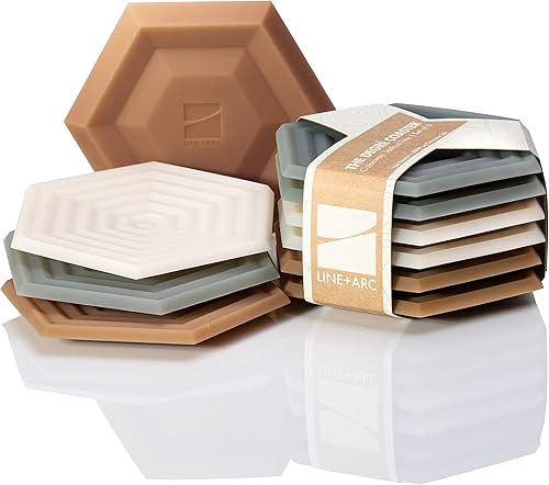 Miniatura 14 de LINE+ARC Posavasos de silicona extra gruesos (Como se vio en NYTimes WireCutter) Impermeables, antimanchas, resistentes al calor, aptos para
