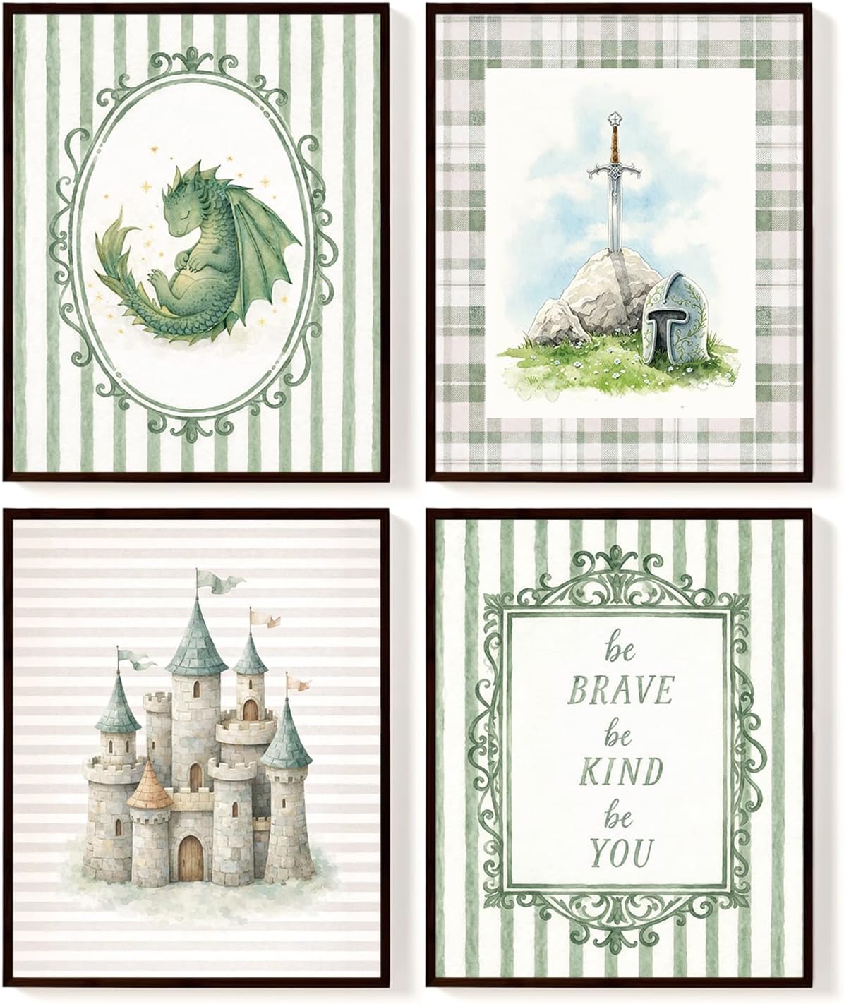 SkyCozy Boys Room Decor, Dragon Nursery Wall Art Posters Set of 4 Unframed