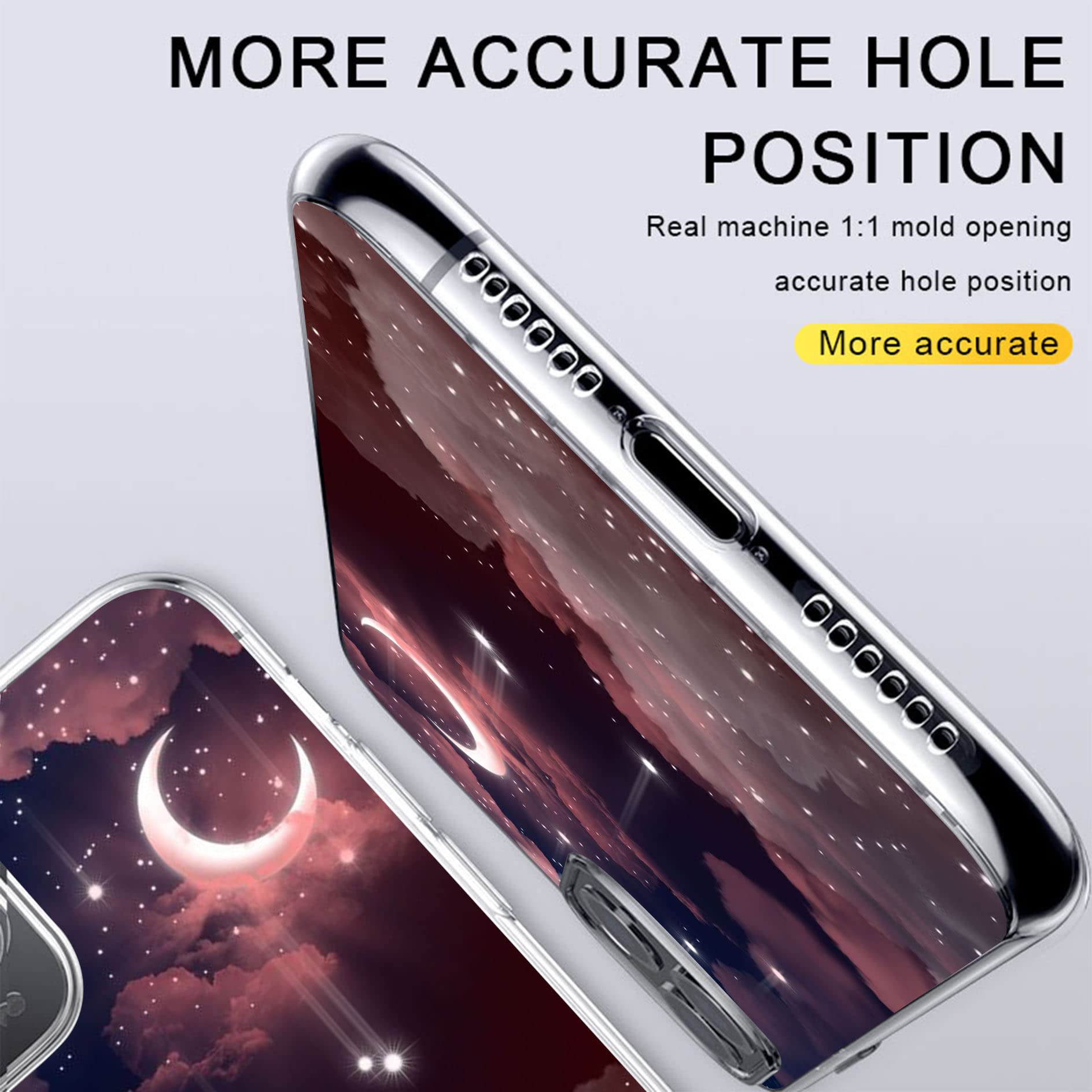 Cover Trasparente Per Huawei Mate 9 – Custodia Morbida In TPU Con Design Stelle, Luna E Nuvole, Antiurto E Antigraffio
