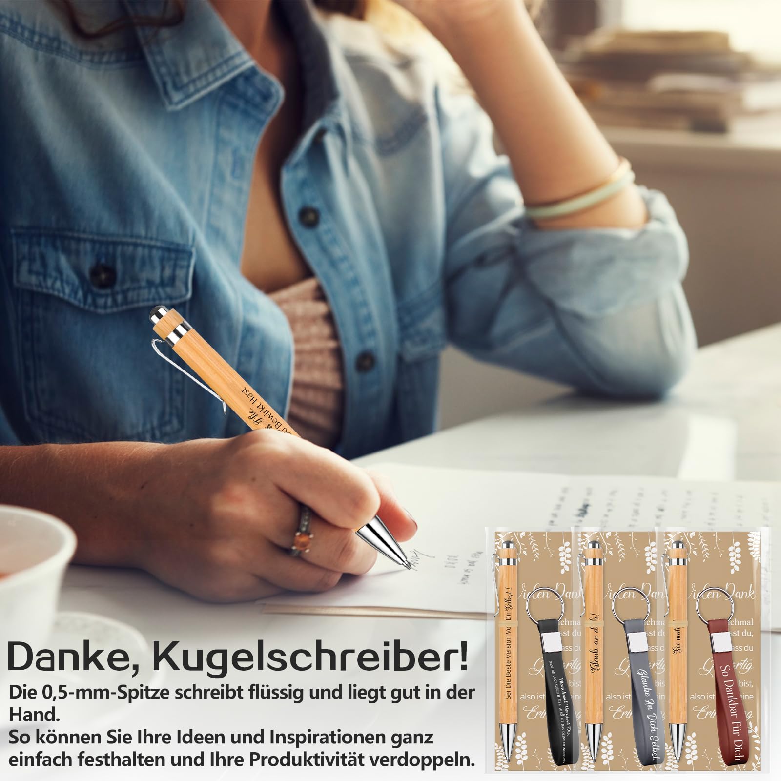 30 Sets Motivation Geschenk mit Inspirierender Kugelschreiber Silikon Schlüsselanhänger und Motivationskarten Dankeschön Geschenke Abschiedsgeschenk für Kollegen Mitarbeiter Team Lehrer Schüler