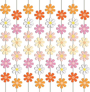 Daisy Groovy Boho Party Hanging Banners Daisy Garland Retro Hippie Birthday Party Decorations Colorful Daisy Paper Cutouts for One Two Groovy Birthday Baby Shower Party Classroom Home Favor Decor