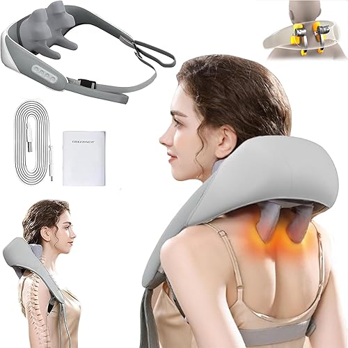 Therapexa Masajeador de cuello y hombros  Therapexa, masajeador Shiatsu de cuello y espalda con calor, masaje profundo 6D, masajeador de cuello