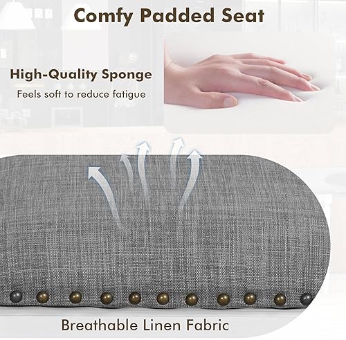 Miniatura 8 de COSTWAY Juego de 2 taburetes de bar tapizados, 31"27"19", 3 alturas, ajustables, cuadradas, sin espalda, con reposapiés, asientos acolchados, marco