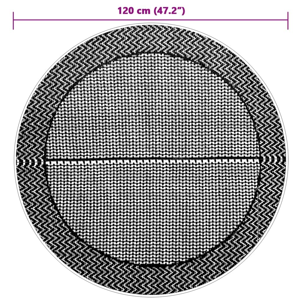 Tappeto per esterni ARAKIL grigio, diametro 120 cm, in polipropilene resistente, tappeto da giardino reversibile, per balcone, terrazza e soggiorno