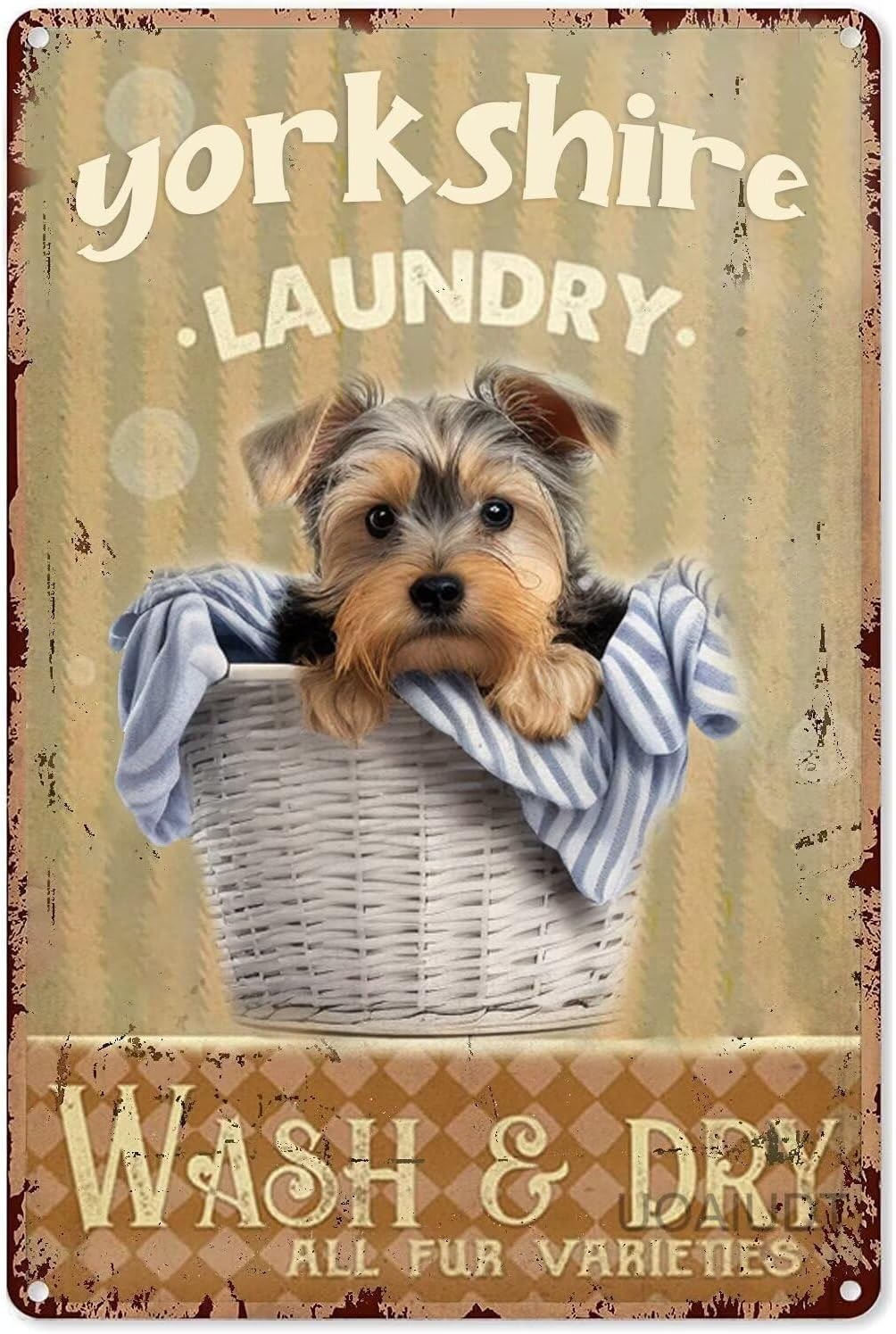 Vintage Saint Bernard Laundry Tin Sign Wash & Dry All Fur Varieties Laundry Room Metal Poster Retro Plaque Wall Decor Gift For Garden Men Cave Garage Classroom Library Living Room Cinema 16x24 Inch
