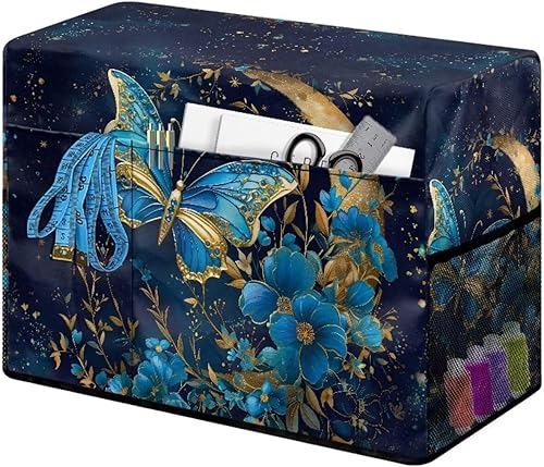 Miniatura 64 de Mumeson Cubierta antipolvo para máquina de coser de gatos negros con flores, para la mayoría de máquinas de coser estándar, plegable, duradera