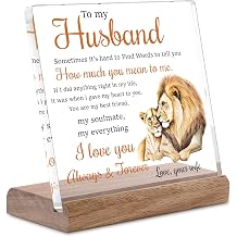 Gifts for Husband from Wife Lion Themed Loving Acrylic Plaque Gifts - Romantic Birthday Gifts for Husband Home Office Desk Decorations, Christmas, Wedding Anniversary, Valentines Day, Father's Day Gifts