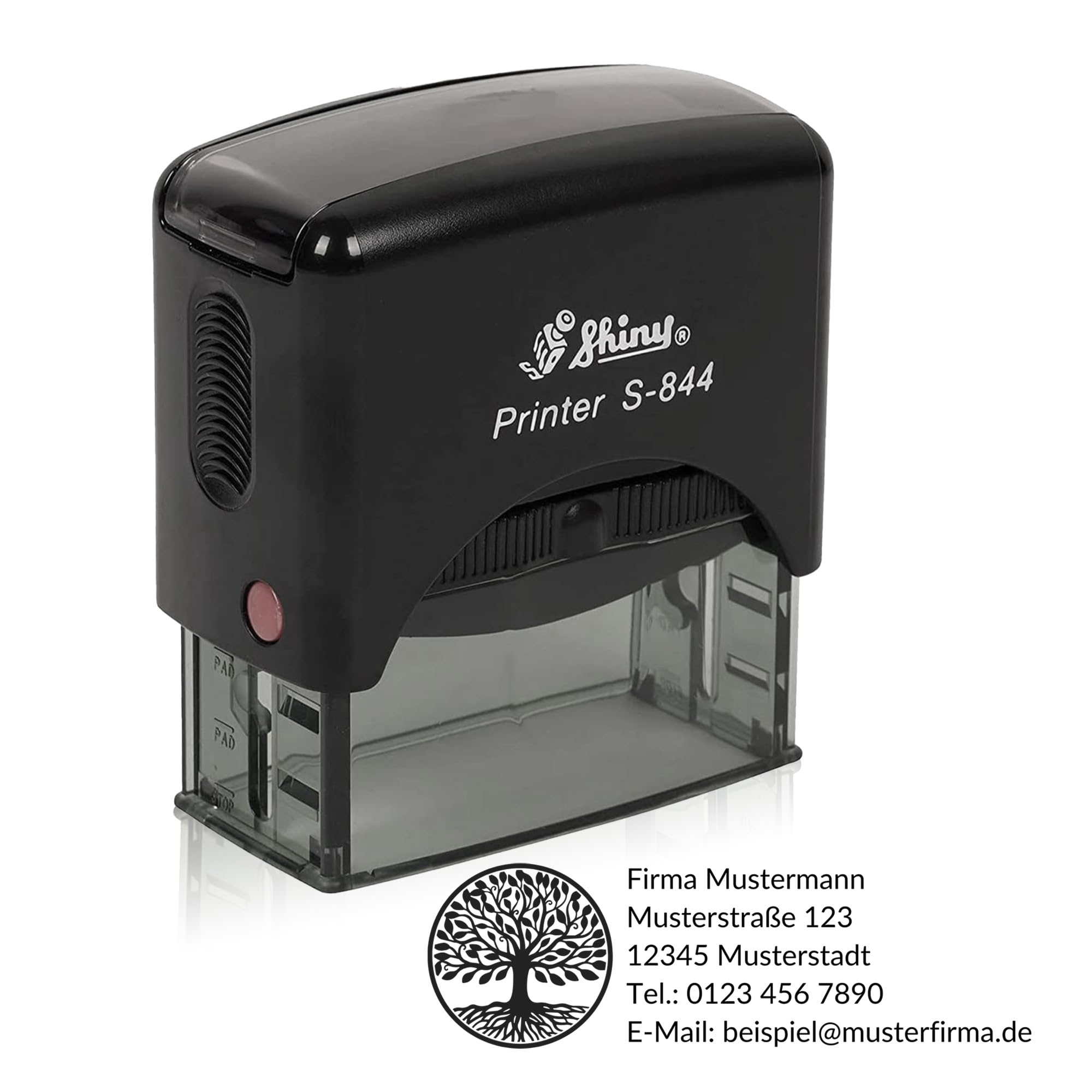 Stempel Personalisiert mit Logo & Text - Individuell Gestaltbar für Adresse, Name oder Firma, Langlebig & Schnelltrocknend (Schwarz (Logo + Text), 27 x 65 mm)