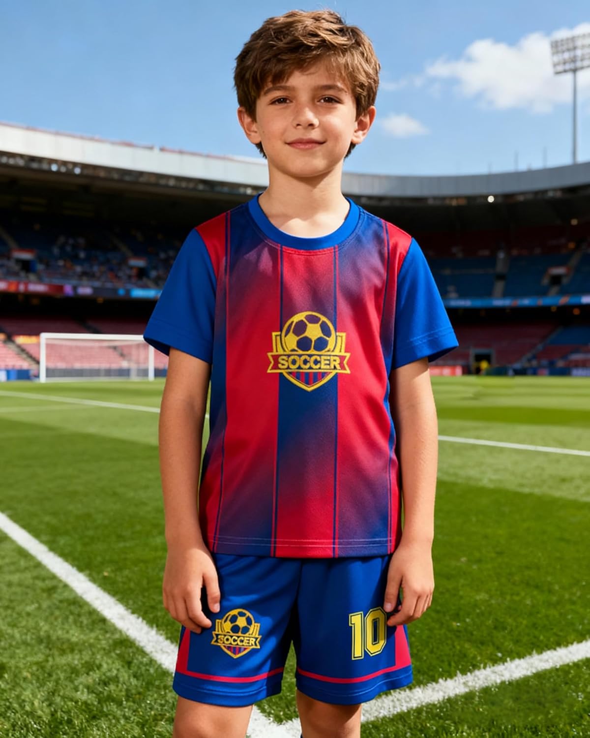 Kids Soccer Jersey Athletic Sports Shirt with Short Set Breathable Lightweight Training Uniform 4-12Y - Image 3