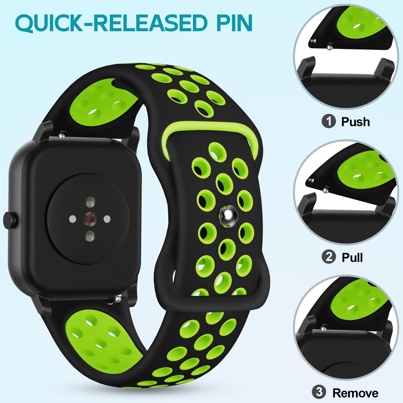 Cinturino per Amazfit GTS, 20mm Silicone Cinturini di Ricambioo per Amazfit GTS 4, GTS 4 Mini, GTS 3, GTS 2, GTS 2 Mini, Amazfit Bip, Bip 3, Bip 3 Pro, Bip U, Bip U Pro, GTR Mini, Amazfit Active