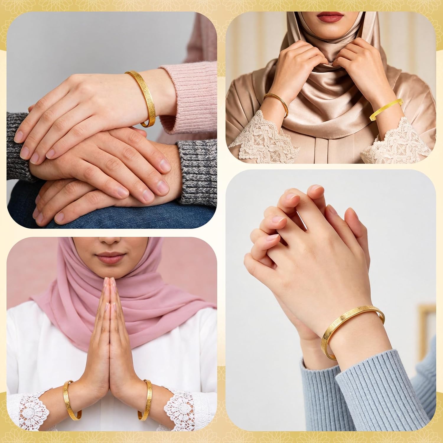 EUBUY Muslim Quran Allah Openable Bangles Arabic Calligraphy Cuff Bracelet, Islamic Jewelry for Women Men Islam Eid Ramadan New Year Gifts