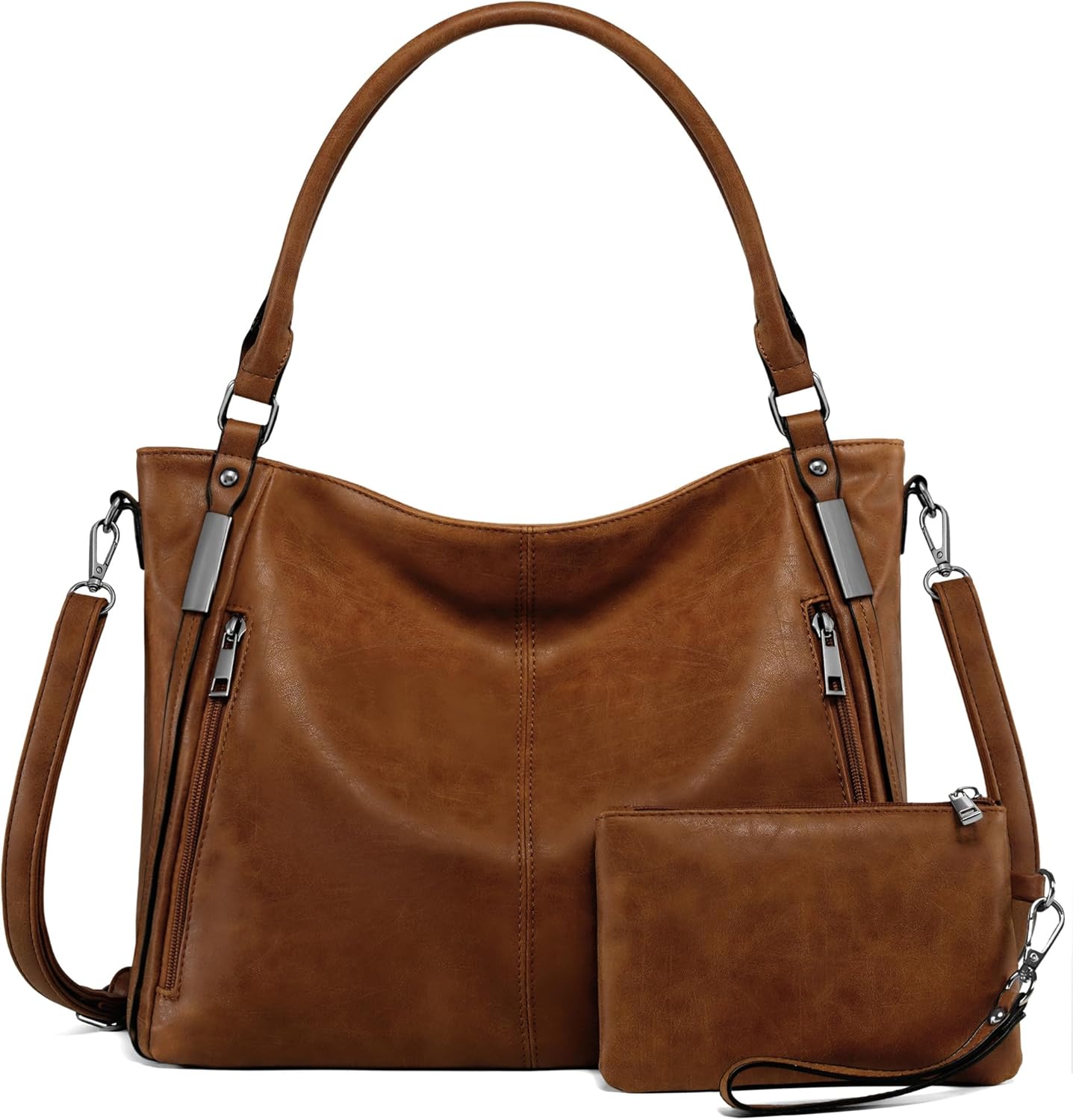 Hobo Bags for Women, Large Leather Tote Shoulder Bags Multi-Pocket Crossbody Bag with Wallet Adjustable Straps