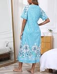 Rubehoow Robe pour les femmes Zipper Peignoir Short Sleeve Mumu Nightgown Full Long Lounge Robe avec poches