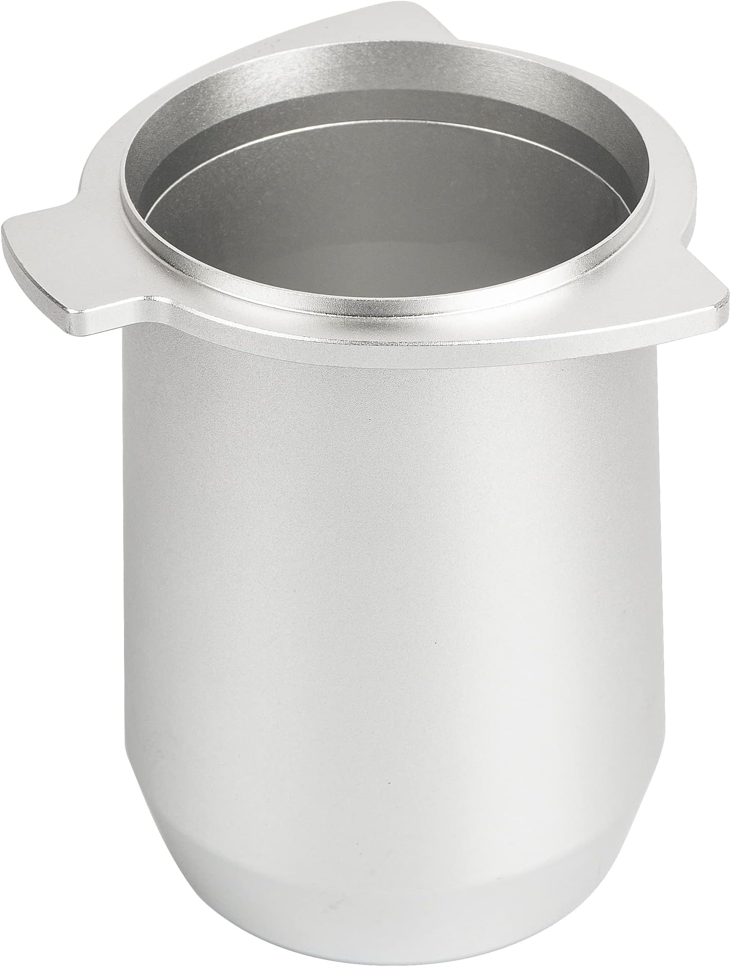 54mm Espresso Dosing Cup for Portafilter, Matte Silver Grounds Cup with Grinder-Activating Ring, Easy Transfer & Less Mess, Compatible with 54mm Breville Portafilters