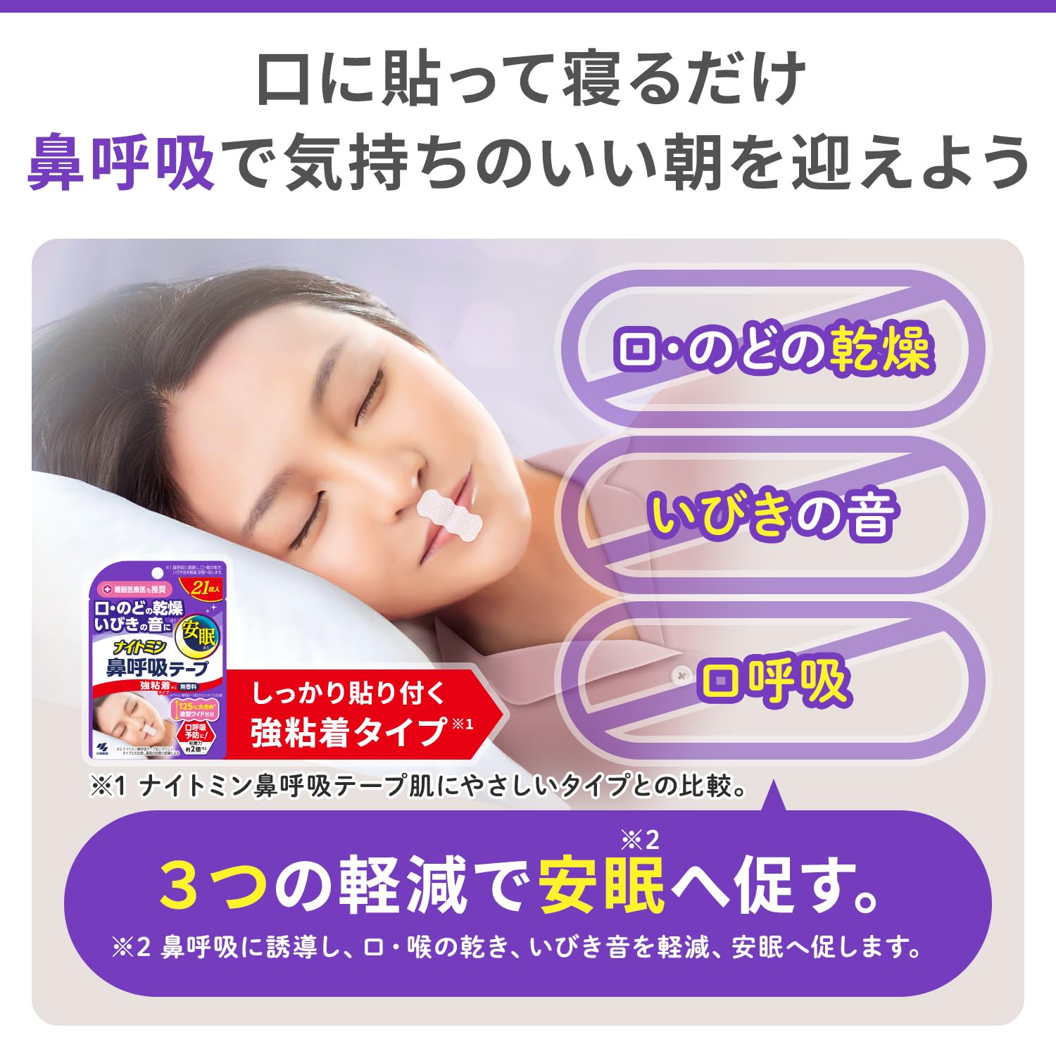 Amazon.co.jp: ナイトミン 【まとめ買い】 鼻呼吸テープ 口・のどの